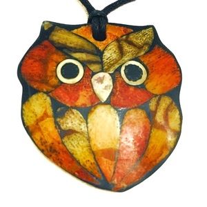 3/$15 Wooden Owl Adjustable Strand Necklace